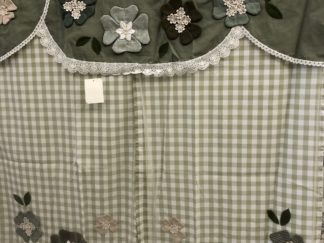 日本棉布鄉村門帘90*90CM(緑格子花卉)