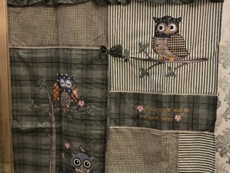 鄉村門帘90*90CM(緑格貓頭鷹)